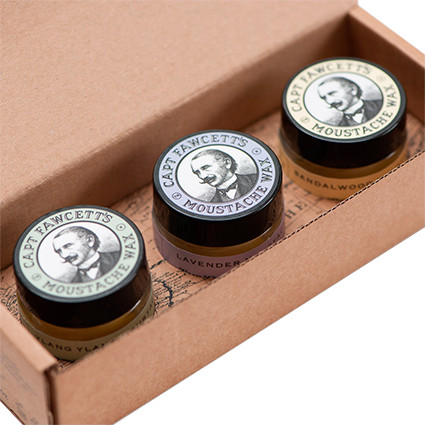 Schnurrbartwachs 3er Geschenk-Kit Bartpflege Set Captain Fawcett